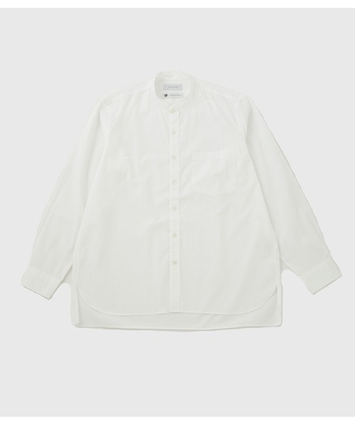 アダムエロペ 23年 1.9万円 ブラウス シャツ コットン 長袖 ゆったり 白 Sea Island Cotton】バンドカラー シャツ（シャツ/ブラウス