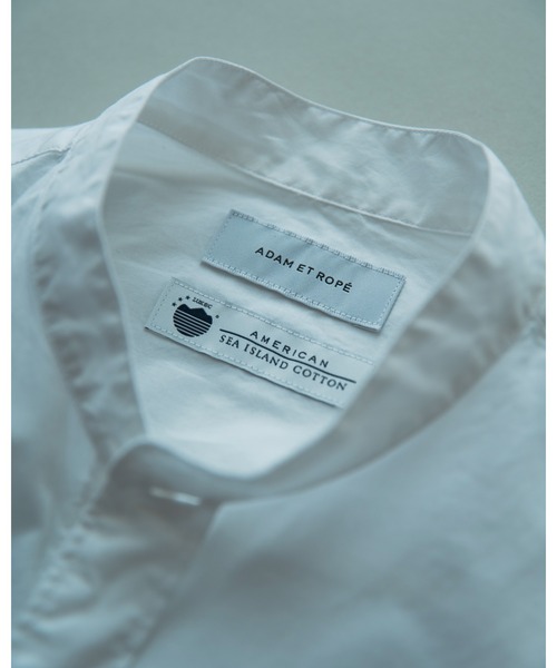 ADAM ET ROPE'（アダムエロペ）の「【Sea Island Cotton】バンドカラー シャツ（シャツ/ブラウス・メンズ・ホワイト/ネイビー/サックスブルー・L/M）」の14枚目の写真