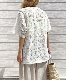 Q | レースオーバーサイズT(Tシャツ/カットソー)