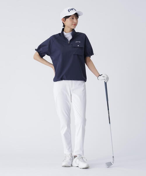 セール】【PING APPAREL】サライテック二重織半袖ハーフジップ