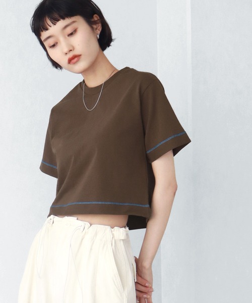 NOGLE(ノグル)の「【NOGLE/ノグル】無地/ステッチコンパクトTEE(Tシャツ/カットソー・レディース・チャコール/グレー系その他2/レッド/ライトグレー/ホワイト系その他/ホワイト/ブラウン系その他/グレー系その他/ブラック/ブラック系その他/ブラウン・FREE)」の10枚目の写真