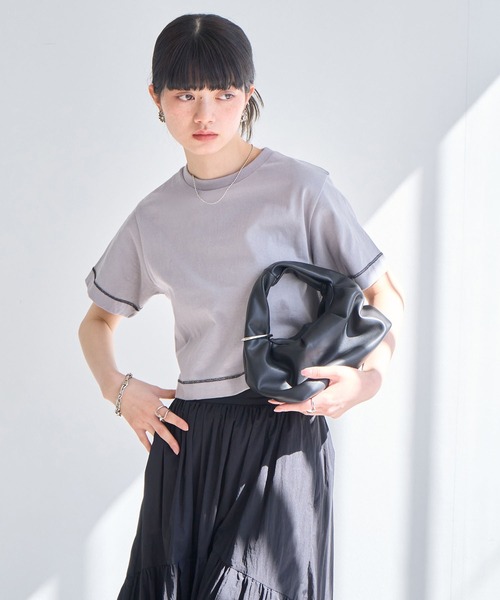 NOGLE(ノグル)の「【NOGLE/ノグル】無地/ステッチコンパクトTEE(Tシャツ/カットソー・レディース・チャコール/グレー系その他2/レッド/ライトグレー/ホワイト系その他/ホワイト/ブラウン系その他/グレー系その他/ブラック/ブラック系その他/ブラウン・FREE)」の20枚目の写真