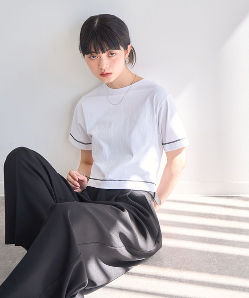NOGLE(ノグル)の「【NOGLE/ノグル】無地/ステッチコンパクトTEE(Tシャツ/カットソー・レディース・チャコール/グレー系その他2/レッド/ライトグレー/ホワイト系その他/ホワイト/ブラウン系その他/グレー系その他/ブラック/ブラック系その他/ブラウン・FREE)」の16枚目の写真