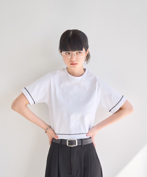NOGLE(ノグル)の「【NOGLE/ノグル】無地/ステッチコンパクトTEE(Tシャツ/カットソー・レディース・チャコール/グレー系その他2/レッド/ライトグレー/ホワイト系その他/ホワイト/ブラウン系その他/グレー系その他/ブラック/ブラック系その他/ブラウン・FREE)」の12枚目の写真