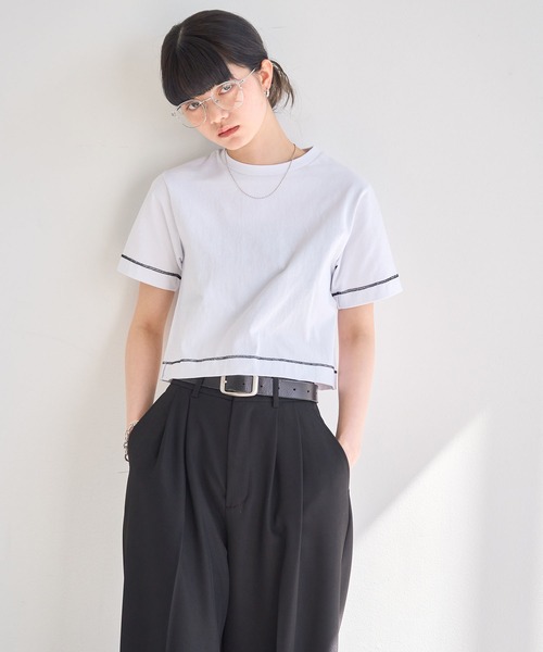 NOGLE(ノグル)の「【NOGLE/ノグル】無地/ステッチコンパクトTEE(Tシャツ/カットソー・レディース・チャコール/グレー系その他2/レッド/ライトグレー/ホワイト系その他/ホワイト/ブラウン系その他/グレー系その他/ブラック/ブラック系その他/ブラウン・FREE)」の15枚目の写真