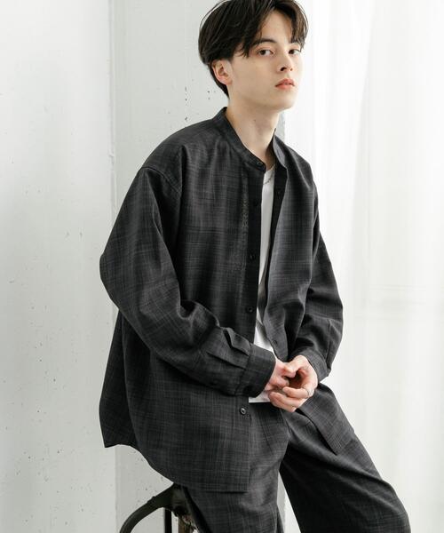SENSE OF PLACE by URBAN RESEARCH(センスオブプレイスバイアーバンリサーチ)の「『ユニセックス』『接触冷感/吸水速乾/イージーケア』リネンライクバンドカラーロングスリーブシャツ(シャツ/ブラウス・メンズ・ブラウン/ブラック/ライトベージュ・MEDIUM/LARGE)」の1枚目の写真