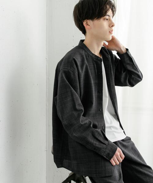 SENSE OF PLACE by URBAN RESEARCH(センスオブプレイスバイアーバンリサーチ)の「『ユニセックス』『接触冷感/吸水速乾/イージーケア』リネンライクバンドカラーロングスリーブシャツ(シャツ/ブラウス・メンズ・ブラウン/ブラック/ライトベージュ・MEDIUM/LARGE)」の5枚目の写真