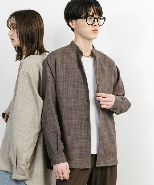 SENSE OF PLACE by URBAN RESEARCH(センスオブプレイスバイアーバンリサーチ)の「『ユニセックス』『接触冷感/吸水速乾/イージーケア』リネンライクバンドカラーロングスリーブシャツ(シャツ/ブラウス・メンズ・ブラウン/ブラック/ライトベージュ・MEDIUM/LARGE)」の14枚目の写真