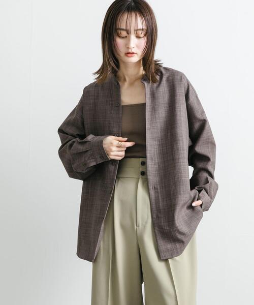 SENSE OF PLACE by URBAN RESEARCH(センスオブプレイスバイアーバンリサーチ)の「『ユニセックス』『接触冷感/吸水速乾/イージーケア』リネンライクバンドカラーロングスリーブシャツ(シャツ/ブラウス・メンズ・ブラウン/ブラック/ライトベージュ・MEDIUM/LARGE)」の22枚目の写真