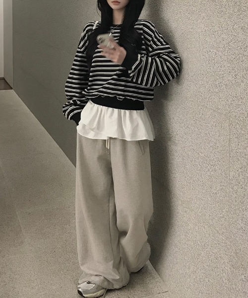 BEIDELLI（ベイデリー）の「[BELLIDE MADE] 2WAYワイドトレーニングパンツ（スウェットパンツ・レディース・グレー/ブラック/ホワイト/レッド/ライトグレー・FREE）」の3枚目の写真