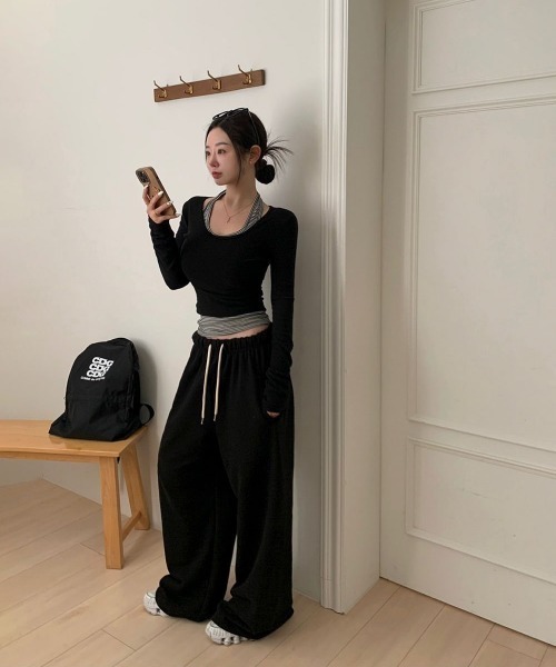 BEIDELLI（ベイデリー）の「[BELLIDE MADE] 2WAYワイドトレーニングパンツ（スウェットパンツ・レディース・グレー/ブラック/ホワイト/レッド/ライトグレー・FREE）」の19枚目の写真