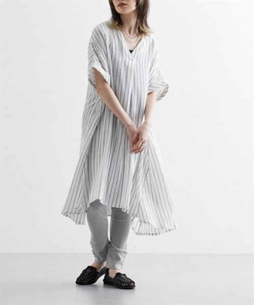 Soiunique（スワユニーク）の「スキッパー襟マルチボーダーワンピース［Soiunique］（ワンピース・レディース・カーキ系/ネイビー系・M/L/LL）」の16枚目の写真