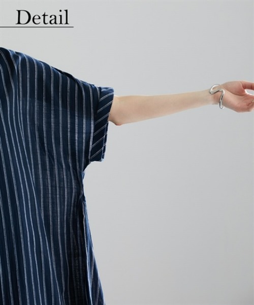 Soiunique（スワユニーク）の「スキッパー襟マルチボーダーワンピース［Soiunique］（ワンピース・レディース・カーキ系/ネイビー系・M/L/LL）」の12枚目の写真