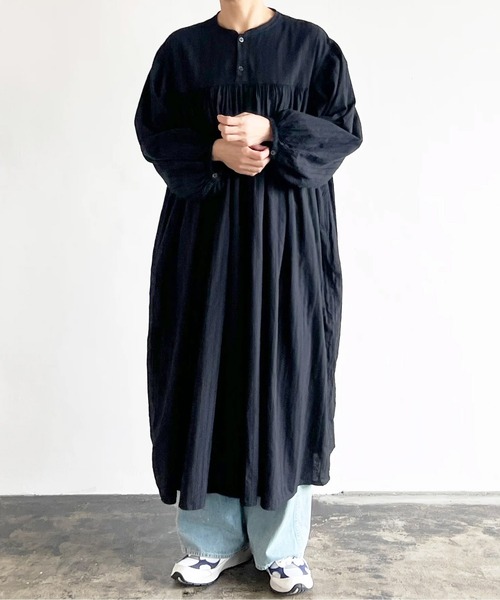 HARVESTY（ハーベスティ）の「HARVESTY / ハーベスティー DOBBY LACE BOHEMIAN ROBE (A42504) ドビーレース ボヘミアンローブ ギャザーワンピース（ワンピース・レディース・ブラック/オフホワイト・1/2）」の2枚目の写真