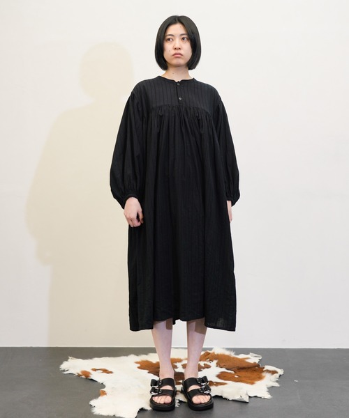 HARVESTY（ハーベスティ）の「HARVESTY / ハーベスティー DOBBY LACE BOHEMIAN ROBE (A42504) ドビーレース ボヘミアンローブ ギャザーワンピース（ワンピース・レディース・ブラック/オフホワイト・1/2）」の17枚目の写真