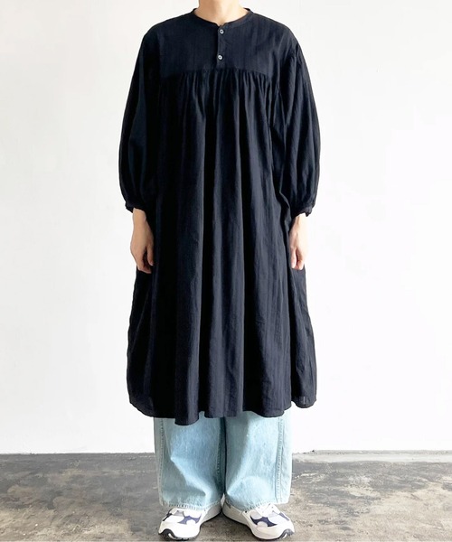 HARVESTY（ハーベスティ）の「HARVESTY / ハーベスティー DOBBY LACE BOHEMIAN ROBE (A42504) ドビーレース ボヘミアンローブ ギャザーワンピース（ワンピース・レディース・ブラック/オフホワイト・1/2）」の16枚目の写真