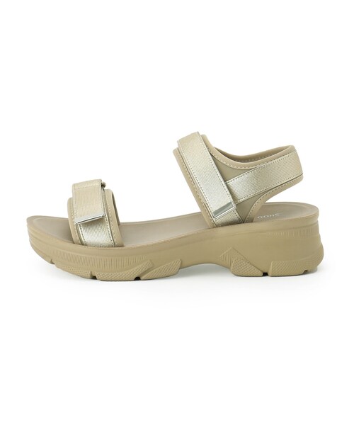 SHOO・LA・RUE（シューラルー）の「【高レビュー】スポーティで上品 大人のためのテープスポサン（サンダル・レディース・ブラック/ゴールド/ナチュラル/シルバー・45/35/25）」の6枚目の写真