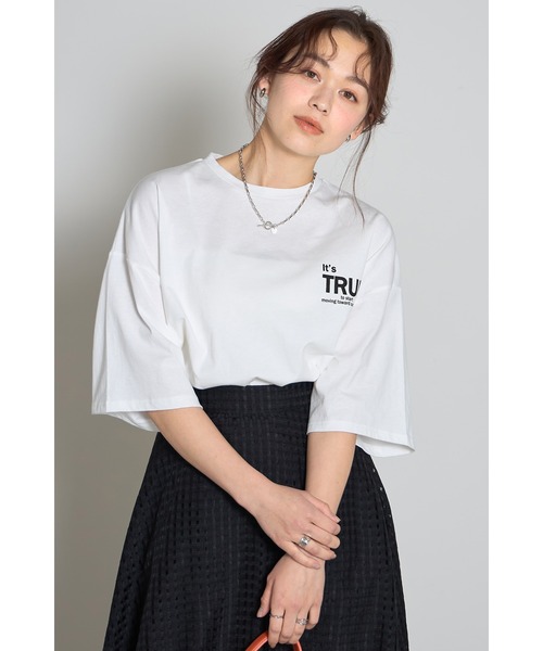 &. NOSTALGIA(アンドドットノスタルジア)の「天竺ロゴTシャツ(Tシャツ/カットソー・レディース・ブラック/オフホワイト・M)」の1枚目の写真