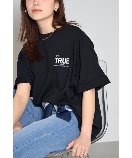 &. NOSTALGIA(アンドドットノスタルジア)の「天竺ロゴTシャツ(Tシャツ/カットソー・レディース・ブラック/オフホワイト・M)」の6枚目の写真