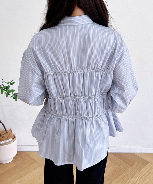 INGNI（イング）の「シャーリングビスチェシャツ（シャツ/ブラウス・レディース・サックスブルー/オフホワイト/ブルー系1・M）」の21枚目の写真