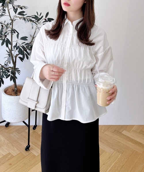 INGNI（イング）の「シャーリングビスチェシャツ（シャツ/ブラウス・レディース・サックスブルー/オフホワイト/ブルー系1・M）」の12枚目の写真