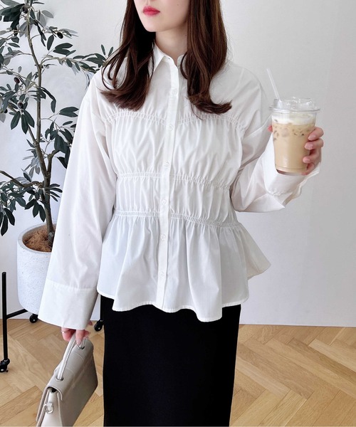 INGNI（イング）の「シャーリングビスチェシャツ（シャツ/ブラウス・レディース・サックスブルー/オフホワイト/ブルー系1・M）」の13枚目の写真