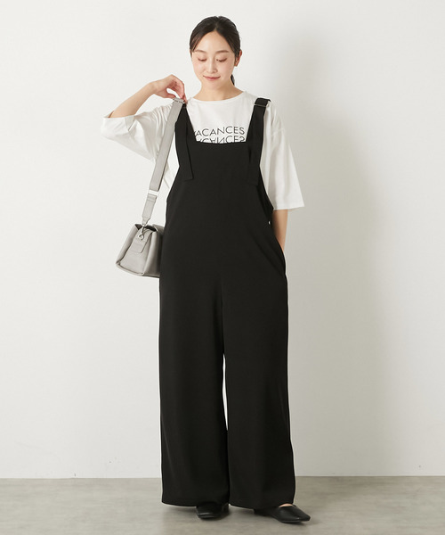 MELROSE claire(メルローズ クレール)の「【エステルストレッチジョーゼットサロペット】(サロペット/オーバーオール・レディース・ブラック/グレイッシュベージュ・FREE)」の2枚目の写真