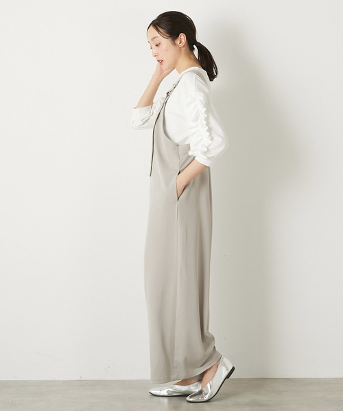MELROSE claire(メルローズ クレール)の「【エステルストレッチジョーゼットサロペット】(サロペット/オーバーオール・レディース・ブラック/グレイッシュベージュ・FREE)」の15枚目の写真
