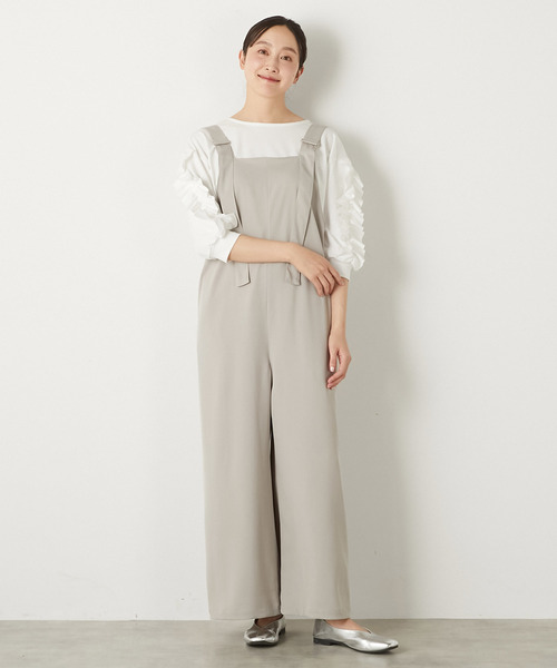 MELROSE claire(メルローズ クレール)の「【エステルストレッチジョーゼットサロペット】(サロペット/オーバーオール・レディース・ブラック/グレイッシュベージュ・FREE)」の18枚目の写真