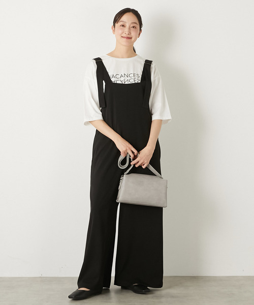 MELROSE claire(メルローズ クレール)の「【エステルストレッチジョーゼットサロペット】(サロペット/オーバーオール・レディース・ブラック/グレイッシュベージュ・FREE)」の3枚目の写真