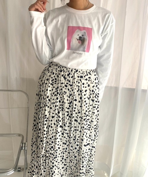 merrylatte(メリーラテ)の「サモエドデザインロンT/長袖Tシャツ(Tシャツ/カットソー・レディース・ホワイト・MEDIUM)」の1枚目の写真