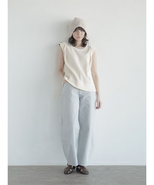 FIKA.(フィーカ)の「2way sleeve waffle cotton tee(Tシャツ/カットソー・レディース・ブラック/ホワイト・FREE)」の5枚目の写真
