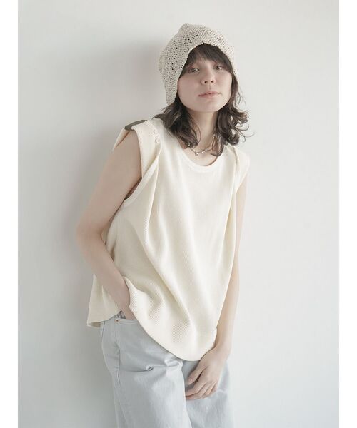 FIKA.(フィーカ)の「2way sleeve waffle cotton tee(Tシャツ/カットソー・レディース・ブラック/ホワイト・FREE)」の1枚目の写真