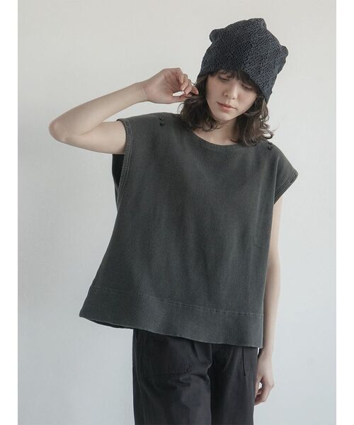 FIKA.(フィーカ)の「2way sleeve waffle cotton tee(Tシャツ/カットソー・レディース・ブラック/ホワイト・FREE)」の2枚目の写真