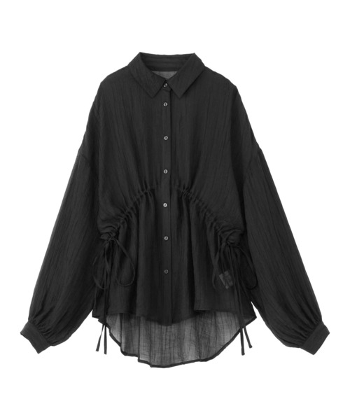 alotta(アロッタ)の「シャーリングリボンシアーシャツ(シャツ/ブラウス・レディース・ホワイト/ミント/ブラック・M/L/LL)」の11枚目の写真