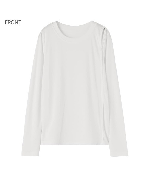 STYLE DELI（スタイルデリ）の「薄手で柔らかい片側肩あきカットソートップス（Tシャツ/カットソー・レディース・ホワイト/ブラック・FREE）」の19枚目の写真