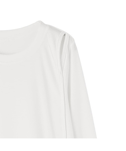 STYLE DELI（スタイルデリ）の「薄手で柔らかい片側肩あきカットソートップス（Tシャツ/カットソー・レディース・ホワイト/ブラック・FREE）」の22枚目の写真