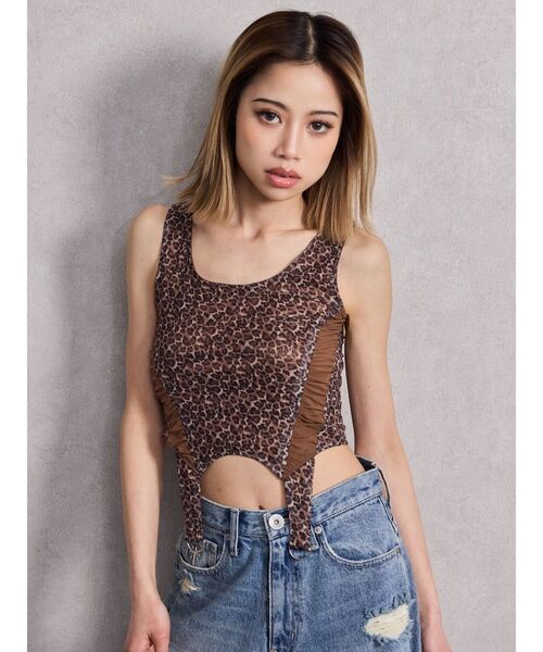 GYDA(ジェイダ)の「Mix material コルセットデザイントップス(タンクトップ・レディース・オフホワイト/ブラック/その他1・FREE)」の18枚目の写真