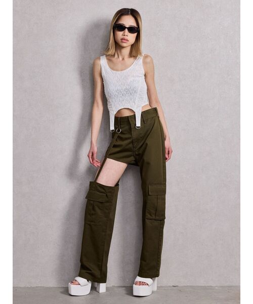 GYDA(ジェイダ)の「Mix material コルセットデザイントップス(タンクトップ・レディース・オフホワイト/ブラック/その他1・FREE)」の14枚目の写真