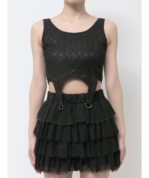 GYDA(ジェイダ)の「Mix material コルセットデザイントップス(タンクトップ・レディース・オフホワイト/ブラック/その他1・FREE)」の9枚目の写真