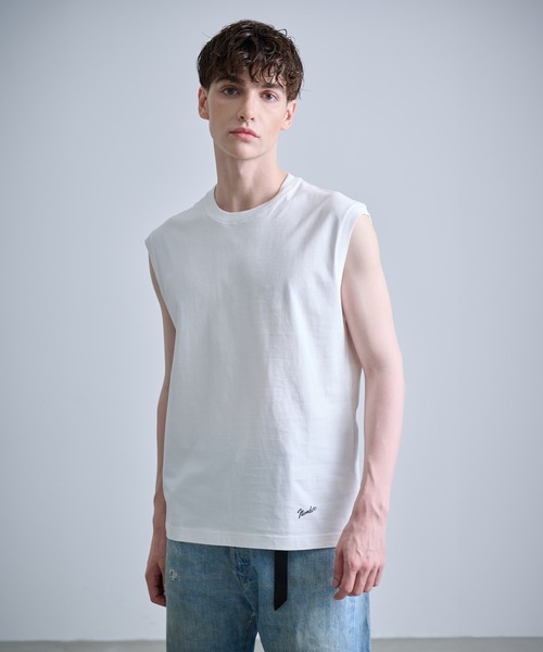NUMBER (N)INE（ナンバーナイン）の「【NUMBER(N)INE/ナンバーナイン】BASIC HEM PRINTED SLEEVELESS SHIRT / ベーシック ワンポイント ロゴプリント ノースリーブ クルーネックシャツ（Tシャツ/カットソー・メンズ・ブラック/ホワイト/チャコールグレー・M/L/XL）」の11枚目の写真