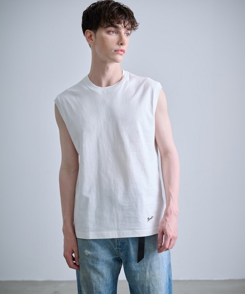 NUMBER (N)INE（ナンバーナイン）の「【NUMBER(N)INE/ナンバーナイン】BASIC HEM PRINTED SLEEVELESS SHIRT / ベーシック ワンポイント ロゴプリント ノースリーブ クルーネックシャツ（Tシャツ/カットソー・メンズ・ブラック/ホワイト/チャコールグレー・M/L/XL）」の13枚目の写真