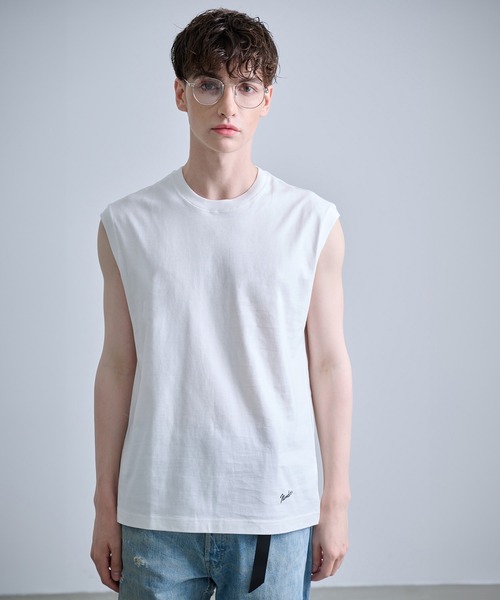 NUMBER (N)INE（ナンバーナイン）の「【NUMBER(N)INE/ナンバーナイン】BASIC HEM PRINTED SLEEVELESS SHIRT / ベーシック ワンポイント ロゴプリント ノースリーブ クルーネックシャツ（Tシャツ/カットソー・メンズ・ブラック/ホワイト/チャコールグレー・M/L/XL）」の15枚目の写真