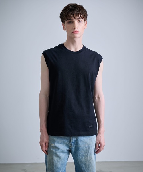 NUMBER (N)INE（ナンバーナイン）の「【NUMBER(N)INE/ナンバーナイン】BASIC HEM PRINTED SLEEVELESS SHIRT / ベーシック ワンポイント ロゴプリント ノースリーブ クルーネックシャツ（Tシャツ/カットソー・メンズ・ブラック/ホワイト/チャコールグレー・M/L/XL）」の16枚目の写真