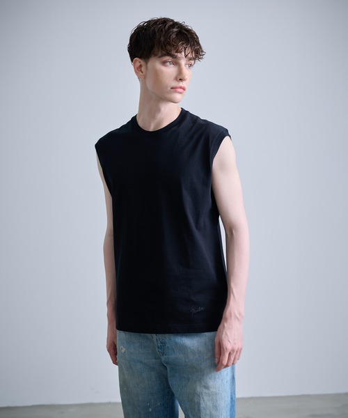NUMBER (N)INE（ナンバーナイン）の「【NUMBER(N)INE/ナンバーナイン】BASIC HEM PRINTED SLEEVELESS SHIRT / ベーシック ワンポイント ロゴプリント ノースリーブ クルーネックシャツ（Tシャツ/カットソー・メンズ・ブラック/ホワイト/チャコールグレー・M/L/XL）」の17枚目の写真