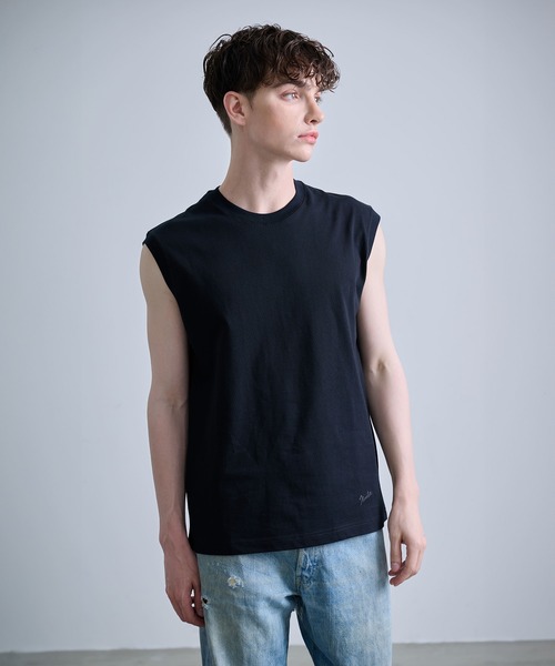 NUMBER (N)INE（ナンバーナイン）の「【NUMBER(N)INE/ナンバーナイン】BASIC HEM PRINTED SLEEVELESS SHIRT / ベーシック ワンポイント ロゴプリント ノースリーブ クルーネックシャツ（Tシャツ/カットソー・メンズ・ブラック/ホワイト/チャコールグレー・M/L/XL）」の20枚目の写真
