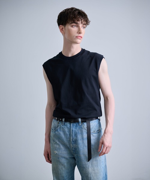 NUMBER (N)INE（ナンバーナイン）の「【NUMBER(N)INE/ナンバーナイン】BASIC HEM PRINTED SLEEVELESS SHIRT / ベーシック ワンポイント ロゴプリント ノースリーブ クルーネックシャツ（Tシャツ/カットソー・メンズ・ブラック/ホワイト/チャコールグレー・M/L/XL）」の21枚目の写真