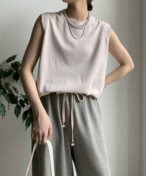 DouDou（ドゥドゥ）の「裾切替タンクプルオーバー（Tシャツ/カットソー・レディース・ピンクベージュ/ブラック/オレンジ/オフホワイト/チャコールグレー・FREE）」の4枚目の写真