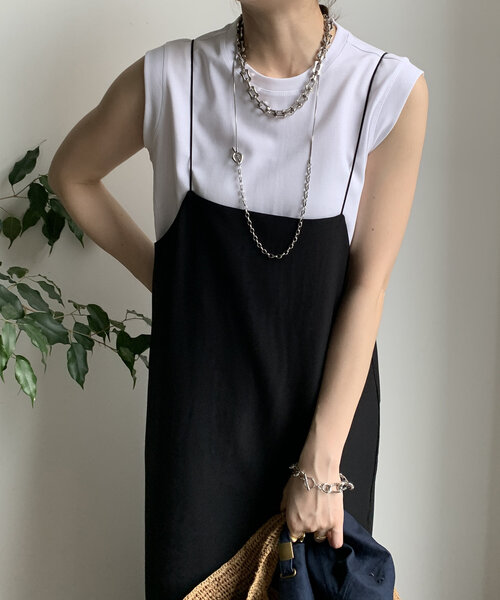 DouDou（ドゥドゥ）の「裾切替タンクプルオーバー（Tシャツ/カットソー・レディース・ピンクベージュ/ブラック/オレンジ/オフホワイト/チャコールグレー・FREE）」の2枚目の写真