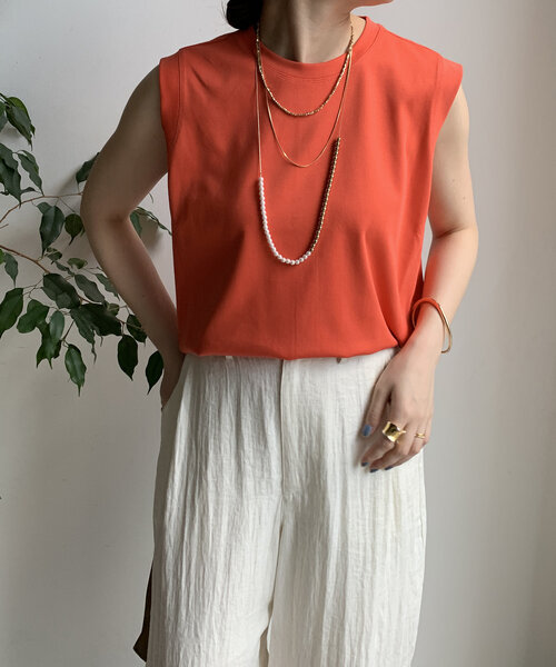 DouDou（ドゥドゥ）の「裾切替タンクプルオーバー（Tシャツ/カットソー・レディース・ピンクベージュ/ブラック/オレンジ/オフホワイト/チャコールグレー・FREE）」の5枚目の写真
